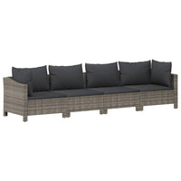 Thumbnail for 4-tlg. Garten-Lounge-Set mit Kissen Grau Poly Rattan