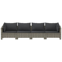 Thumbnail for 4-tlg. Garten-Lounge-Set mit Kissen Grau Poly Rattan