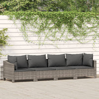 Thumbnail for 4-tlg. Garten-Lounge-Set mit Kissen Grau Poly Rattan