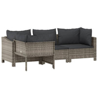 Thumbnail for 4-tlg. Garten-Lounge-Set mit Kissen Grau Poly Rattan