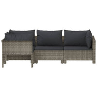Thumbnail for 4-tlg. Garten-Lounge-Set mit Kissen Grau Poly Rattan