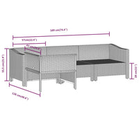 Thumbnail for 4-tlg. Garten-Lounge-Set mit Kissen Grau Poly Rattan