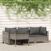 Thumbnail for 4-tlg. Garten-Lounge-Set mit Kissen Grau Poly Rattan