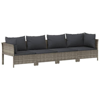 Thumbnail for 4-tlg. Garten-Lounge-Set mit Kissen Grau Poly Rattan