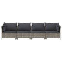 Thumbnail for 4-tlg. Garten-Lounge-Set mit Kissen Grau Poly Rattan