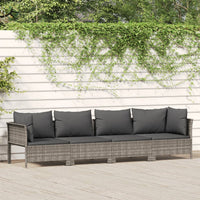Thumbnail for 4-tlg. Garten-Lounge-Set mit Kissen Grau Poly Rattan