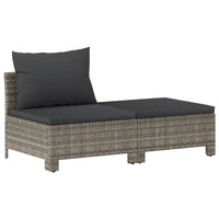Thumbnail for 2-tlg. Garten-Lounge-Set mit Kissen Grau Poly Rattan