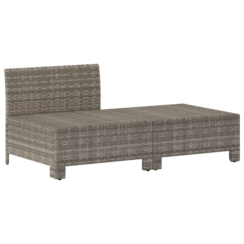 2-tlg. Garten-Lounge-Set mit Kissen Grau Poly Rattan