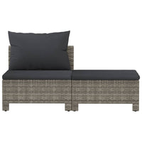 Thumbnail for 2-tlg. Garten-Lounge-Set mit Kissen Grau Poly Rattan