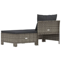 Thumbnail for 2-tlg. Garten-Lounge-Set mit Kissen Grau Poly Rattan