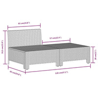 Thumbnail for 2-tlg. Garten-Lounge-Set mit Kissen Grau Poly Rattan