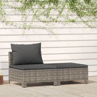 Thumbnail for 2-tlg. Garten-Lounge-Set mit Kissen Grau Poly Rattan