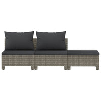 Thumbnail for 3-tlg. Garten-Lounge-Set mit Kissen Grau Poly Rattan