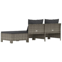 Thumbnail for 3-tlg. Garten-Lounge-Set mit Kissen Grau Poly Rattan