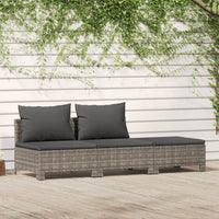 Thumbnail for 3-tlg. Garten-Lounge-Set mit Kissen Grau Poly Rattan