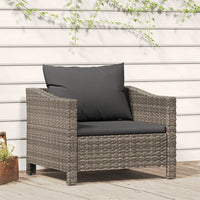 Thumbnail for Gartensessel mit Kissen Grau Poly Rattan