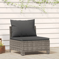 Thumbnail for Garten-Mittelsofa mit Kissen Grau Poly Rattan
