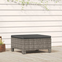 Thumbnail for Gartenhocker mit Kissen Grau Poly Rattan