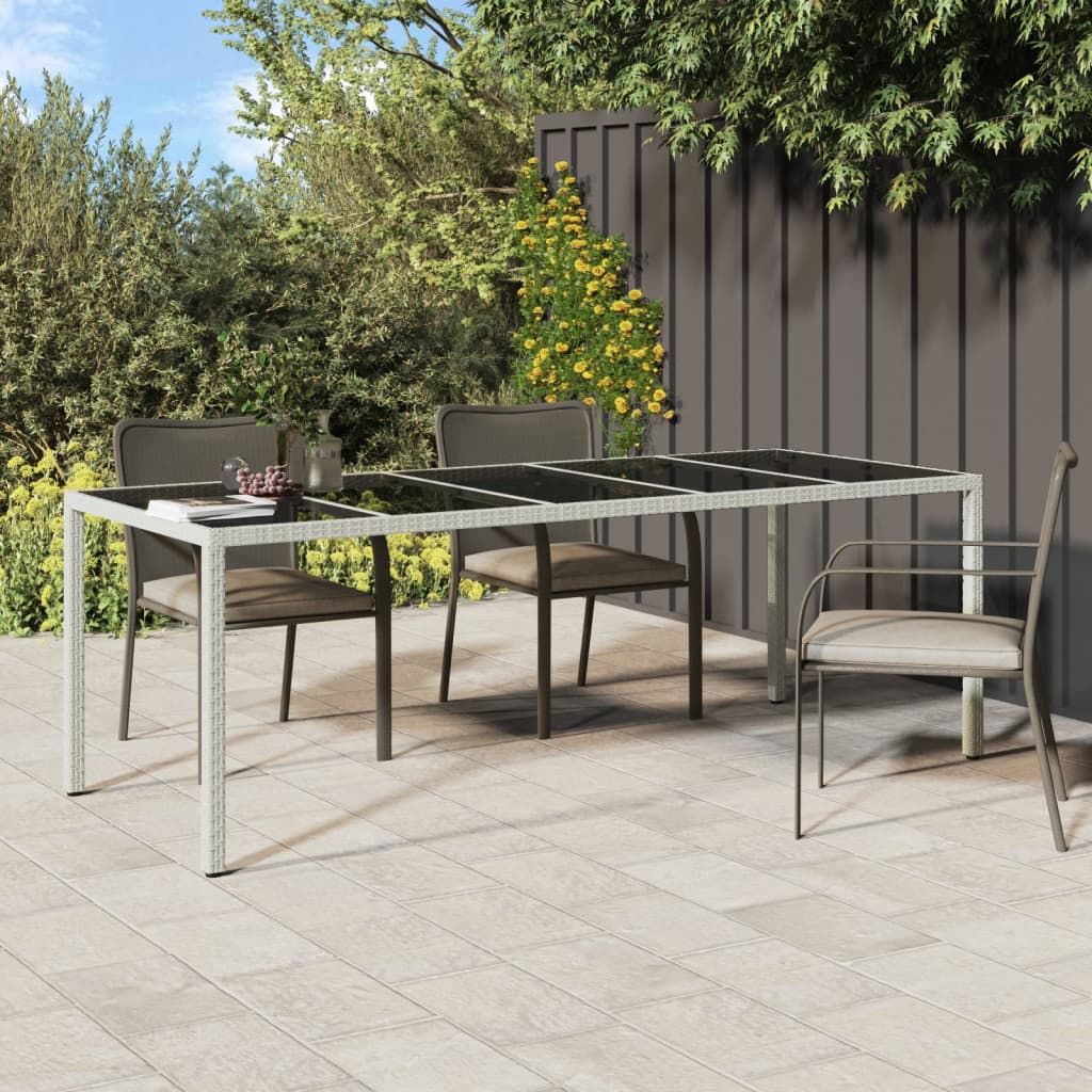 Gartentisch Weiß 250x100x75 cm Poly Rattan und Hartglas