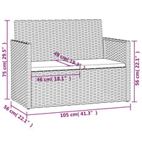 Thumbnail for Gartenbank mit Kissen Grau 105 cm Poly Rattan