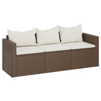 Thumbnail for Gartensofa 3-Sitzer mit Kissen Braun Poly Rattan