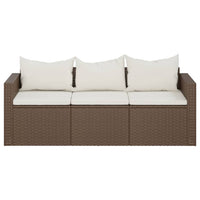 Thumbnail for Gartensofa 3-Sitzer mit Kissen Braun Poly Rattan
