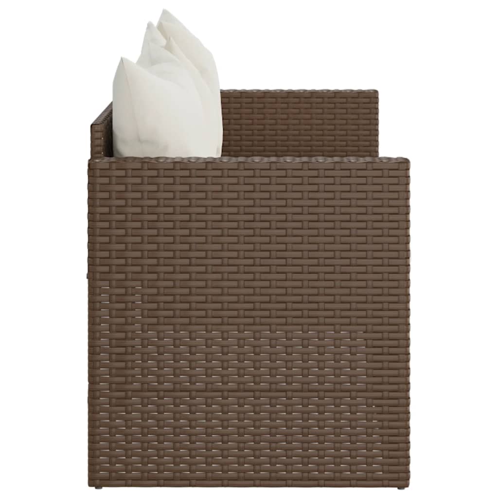 Gartensofa 3-Sitzer mit Kissen Braun Poly Rattan