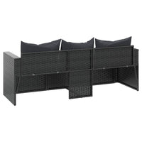 Thumbnail for 3-Sitzer-Gartensofa mit Kissen Schwarz Poly Rattan