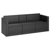 Thumbnail for 3-Sitzer-Gartensofa mit Kissen Schwarz Poly Rattan