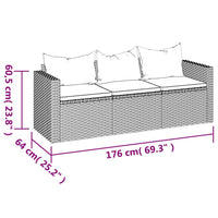 Thumbnail for 3-Sitzer-Gartensofa mit Kissen Schwarz Poly Rattan