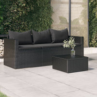 Thumbnail for 3-Sitzer-Gartensofa mit Kissen Schwarz Poly Rattan
