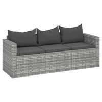 Thumbnail for Gartensofa 3-Sitzer mit Kissen Grau Poly Rattan