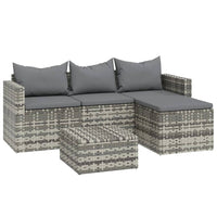 Thumbnail for 3-tlg. Garten-Lounge-Set mit Kissen Grau Poly Rattan
