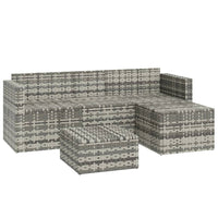 Thumbnail for 3-tlg. Garten-Lounge-Set mit Kissen Grau Poly Rattan