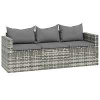 Thumbnail for 3-tlg. Garten-Lounge-Set mit Kissen Grau Poly Rattan