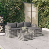 Thumbnail for 3-tlg. Garten-Lounge-Set mit Kissen Grau Poly Rattan