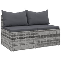 Thumbnail for Garten-Mittelsofas mit Kissen 2 Stk. Grau Poly Rattan
