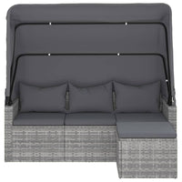 Thumbnail for 3-Sitzer-Gartensofa mit Dach und Fußhocker Grau Poly Rattan