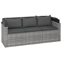 Thumbnail for 3-Sitzer-Gartensofa mit Dach und Fußhocker Grau Poly Rattan