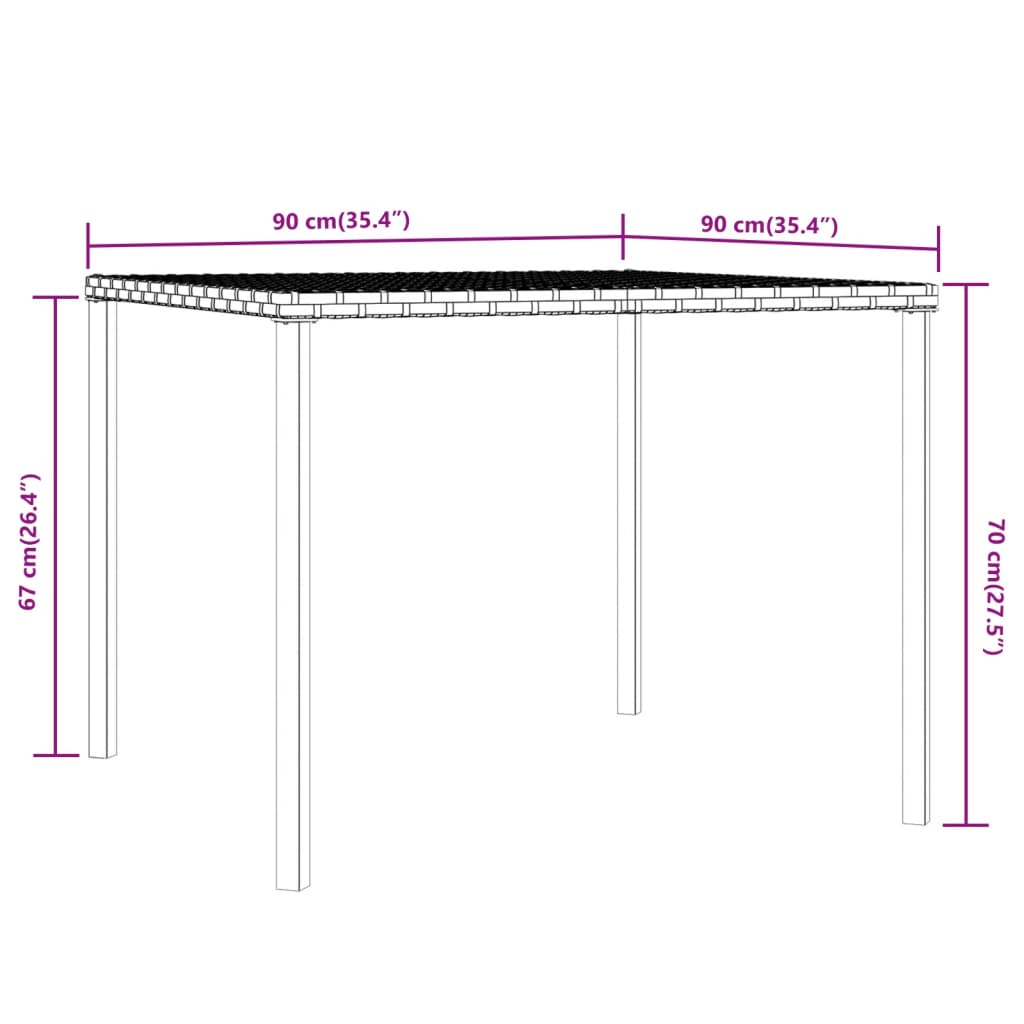 2-tlg. Garten-Essgruppe mit Kissen Grau Poly Rattan