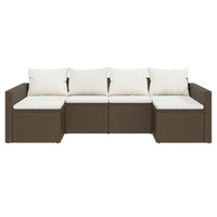 Thumbnail for 2-tlg. Garten-Lounge-Set mit Kissen Braun Poly Rattan