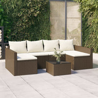 Thumbnail for 2-tlg. Garten-Lounge-Set mit Kissen Braun Poly Rattan