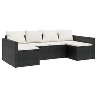 Thumbnail for 2-tlg. Garten-Lounge-Set mit Kissen Schwarz Poly Rattan