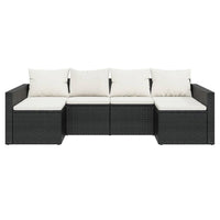 Thumbnail for 2-tlg. Garten-Lounge-Set mit Kissen Schwarz Poly Rattan