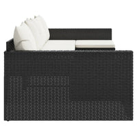 Thumbnail for 2-tlg. Garten-Lounge-Set mit Kissen Schwarz Poly Rattan