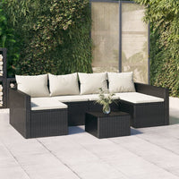 Thumbnail for 2-tlg. Garten-Lounge-Set mit Kissen Schwarz Poly Rattan