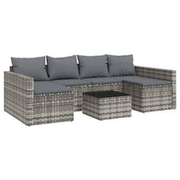Thumbnail for 2-tlg. Garten-Lounge-Set mit Kissen Grau Poly Rattan