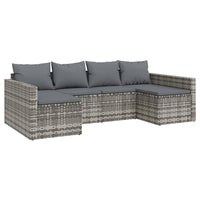 Thumbnail for 2-tlg. Garten-Lounge-Set mit Kissen Grau Poly Rattan