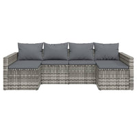 Thumbnail for 2-tlg. Garten-Lounge-Set mit Kissen Grau Poly Rattan