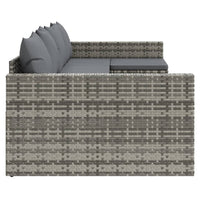 Thumbnail for 2-tlg. Garten-Lounge-Set mit Kissen Grau Poly Rattan